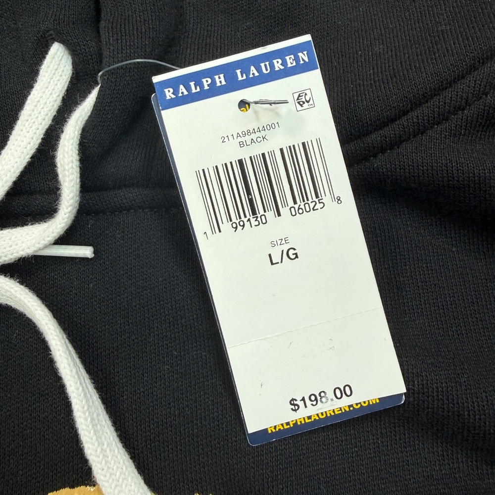 Polo Ralph Lauren Women‎ Size Large Hoodie Black Polo Bear Tuxedo Fleece NWT - Picture 3 of 8